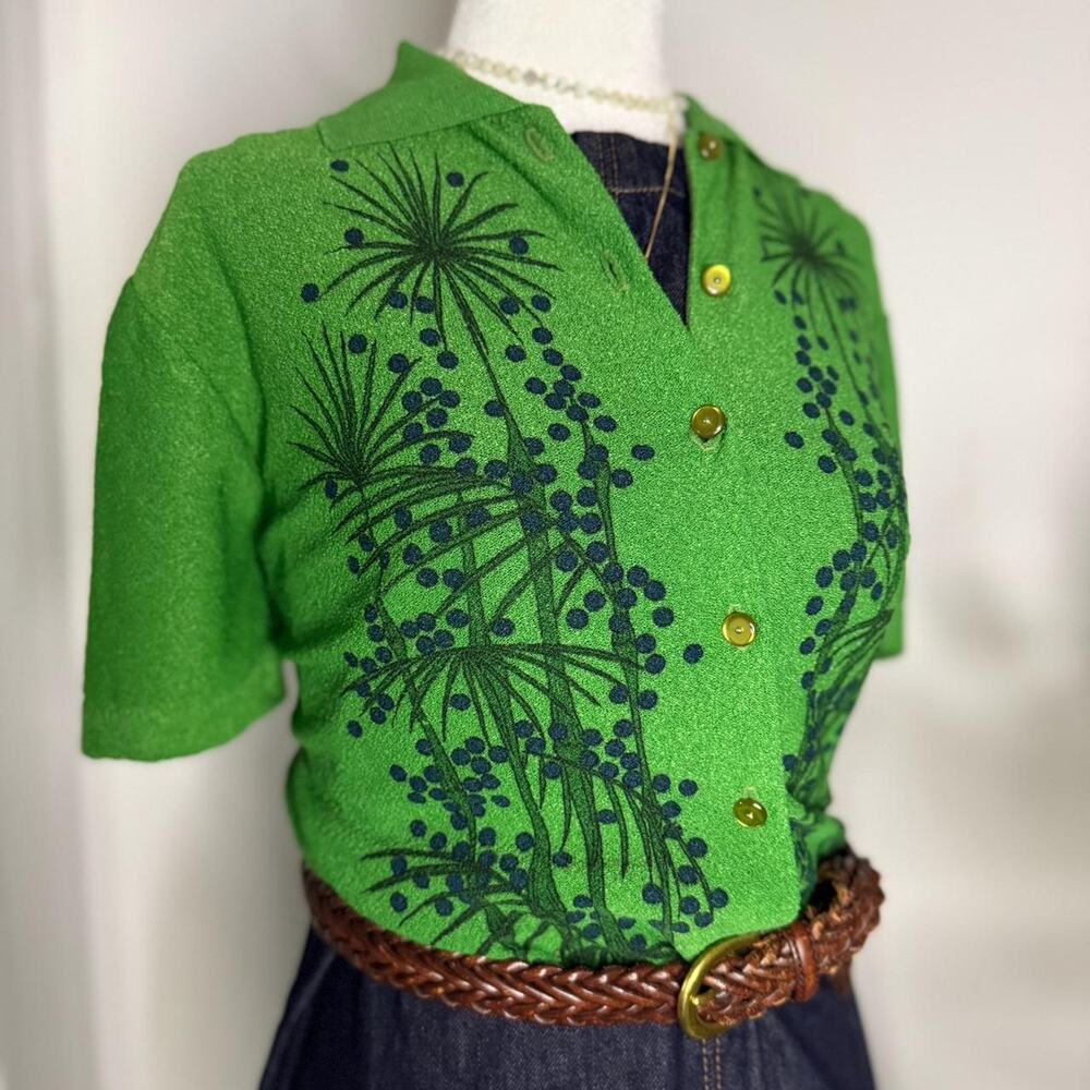 SOLD Vintage 1960s Wool Terry Cloth Blouse - Size Small - Handmade